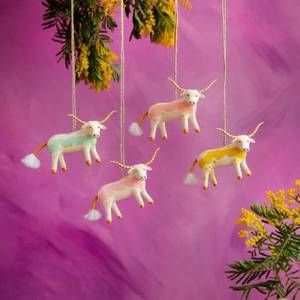 NEW GLITTERVILLE STUDIOS "beauregard" the bovine longhorn ornament in teal